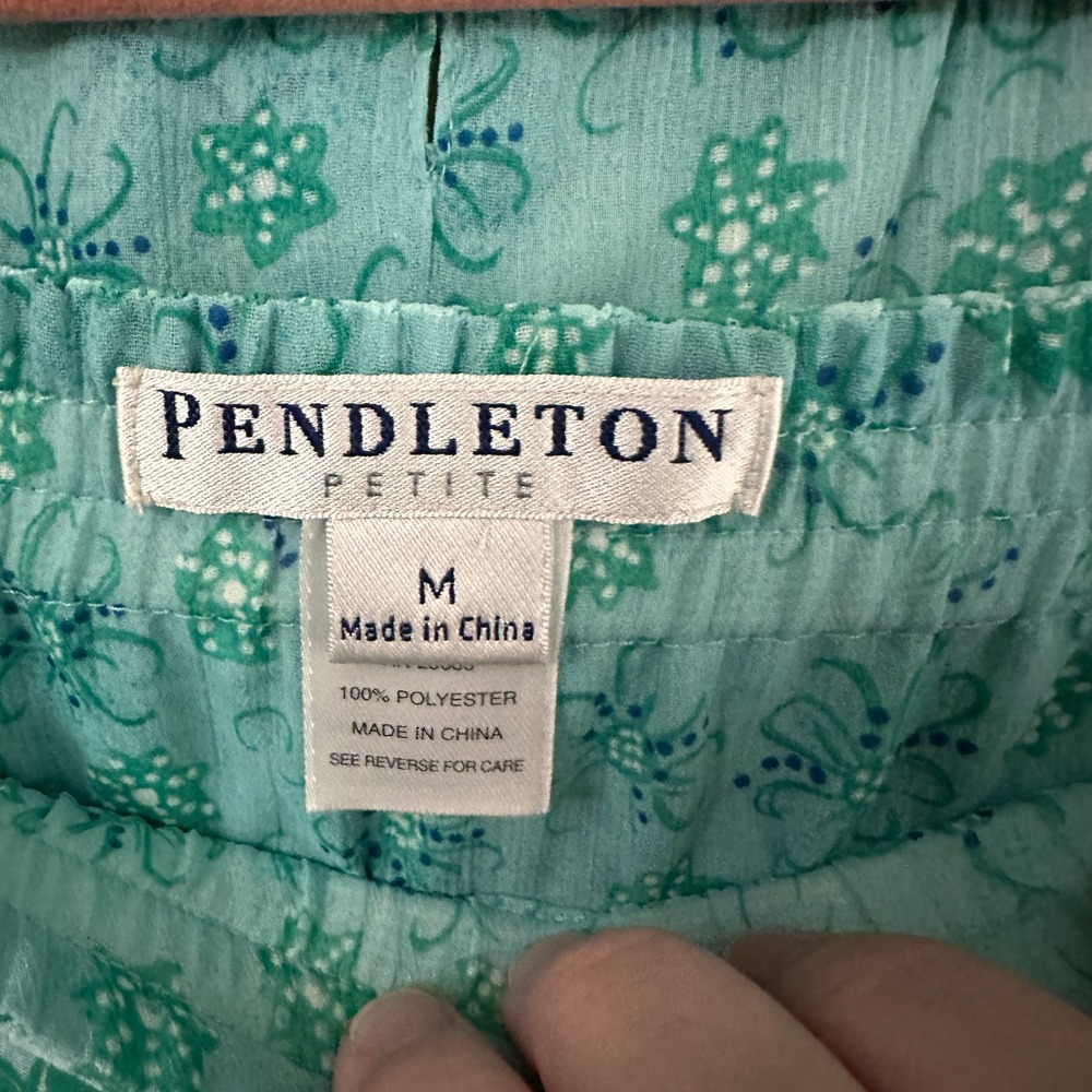 Pendleton Petite M Maxi Skirt Set Floral Two Piece Sleeveless Top Green Blue‎ - Picture 12 of 13